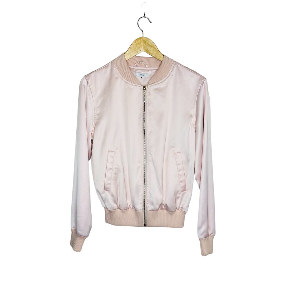 Mistress Rocks Boss Lady Pink Satin Bomber Jacket Size Small - Picture 4 of 14